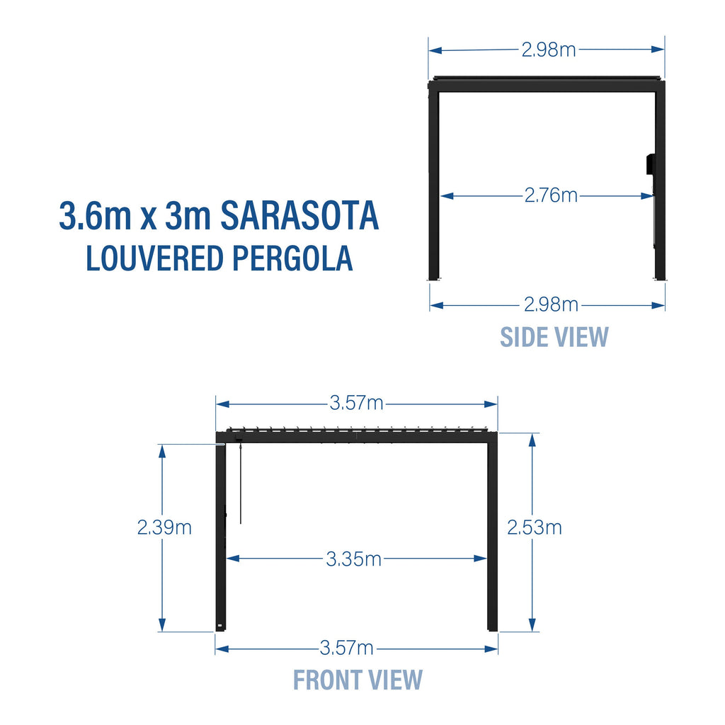 Sarasota Steel Louvered Pergola — 3.6m x 3m product photo 2