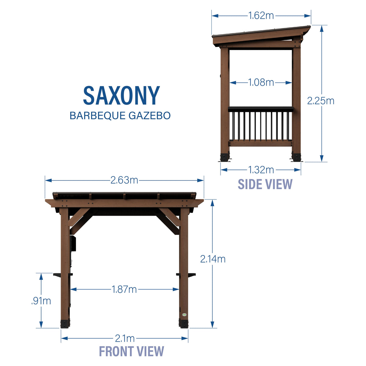 Saxony Barbeque Gazebo — 2.6m x 1.6m product photo 2