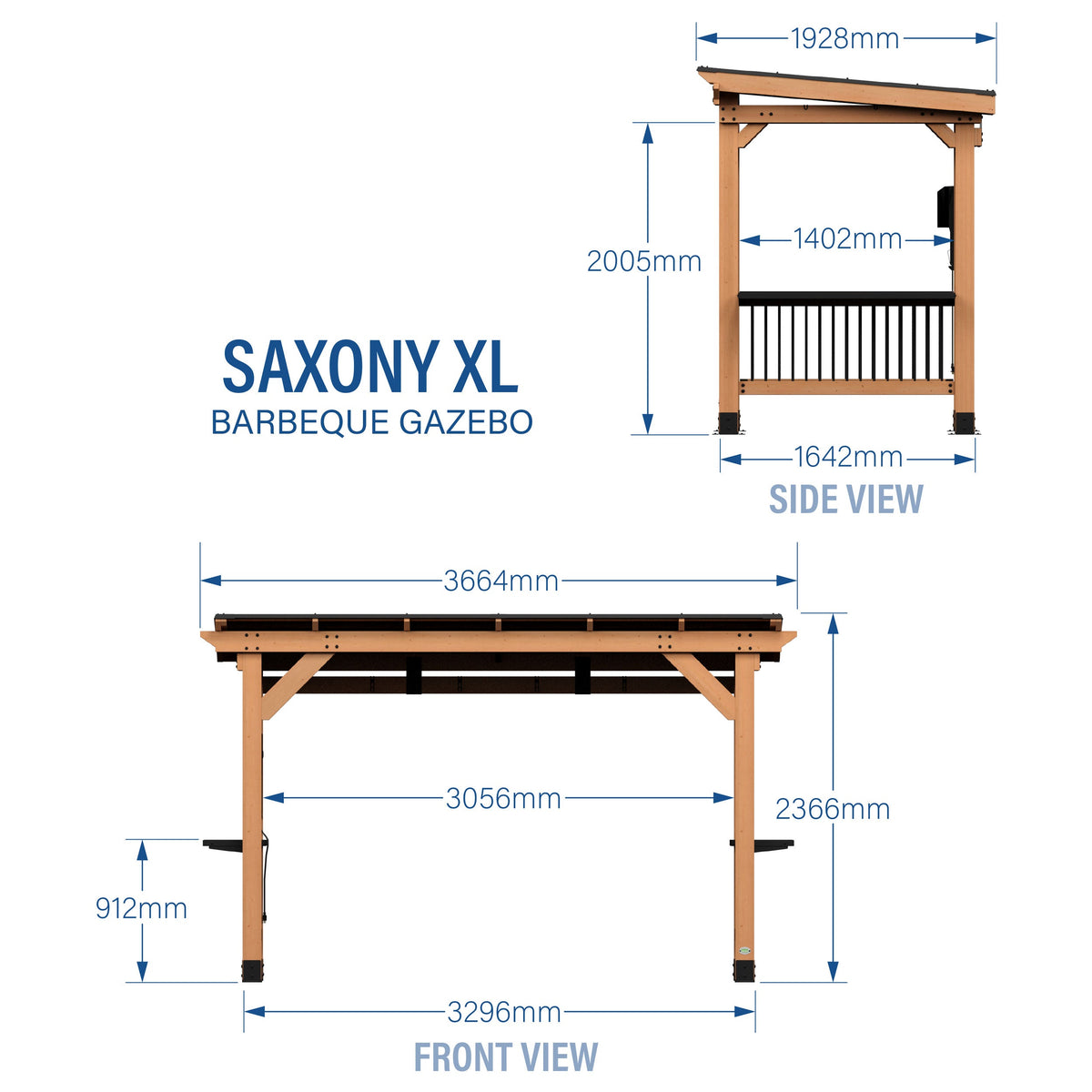 Saxony XL Barbeque Gazebo — 3.7m x 1.9m product photo 2