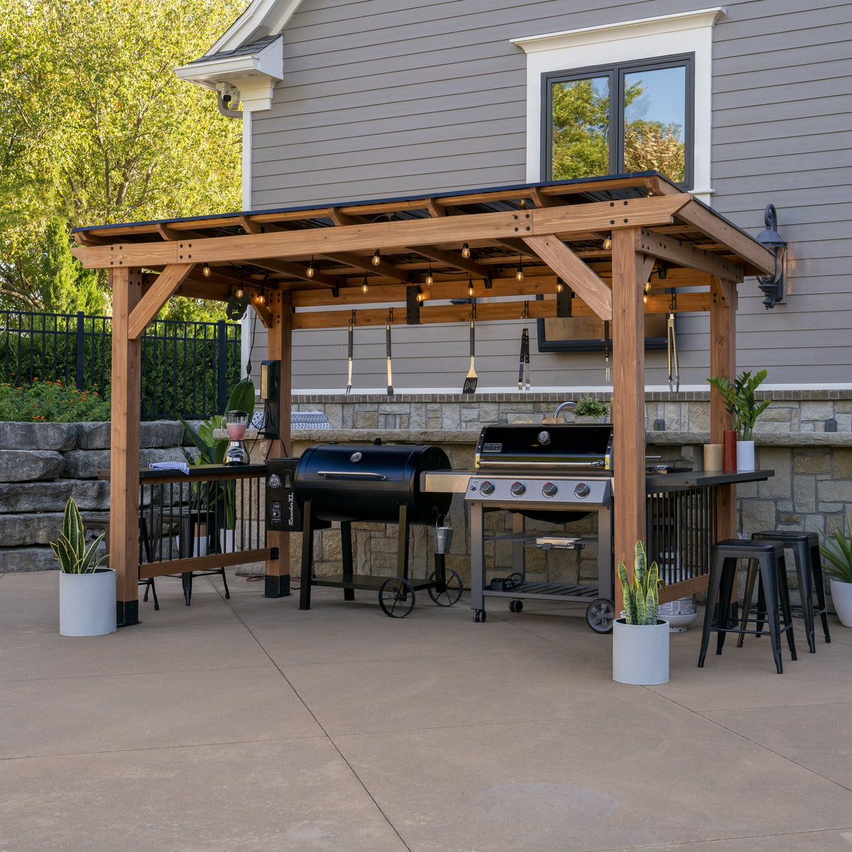 Saxony XL Barbeque Gazebo — 3.7m x 1.9m product photo