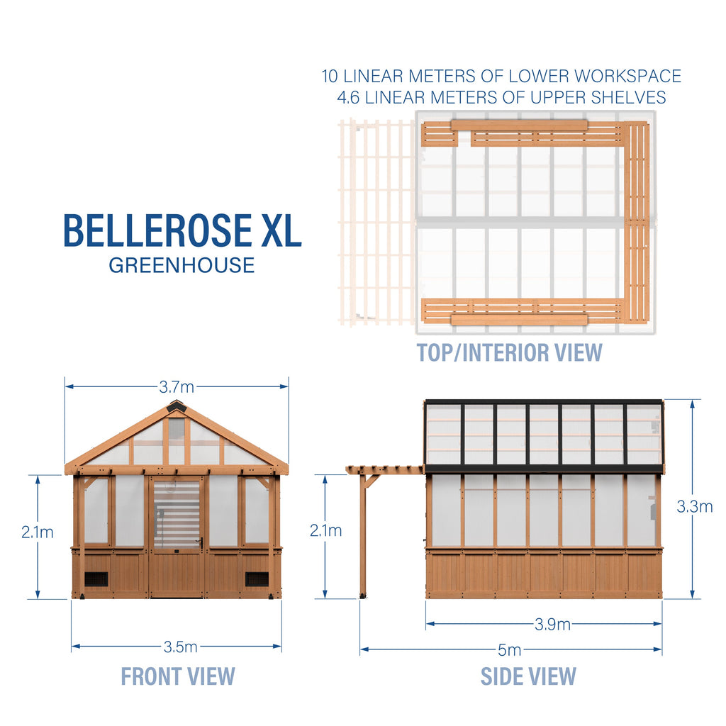 Bellerose XL Greenhouse — 3.9m x 3.5m product photo 2