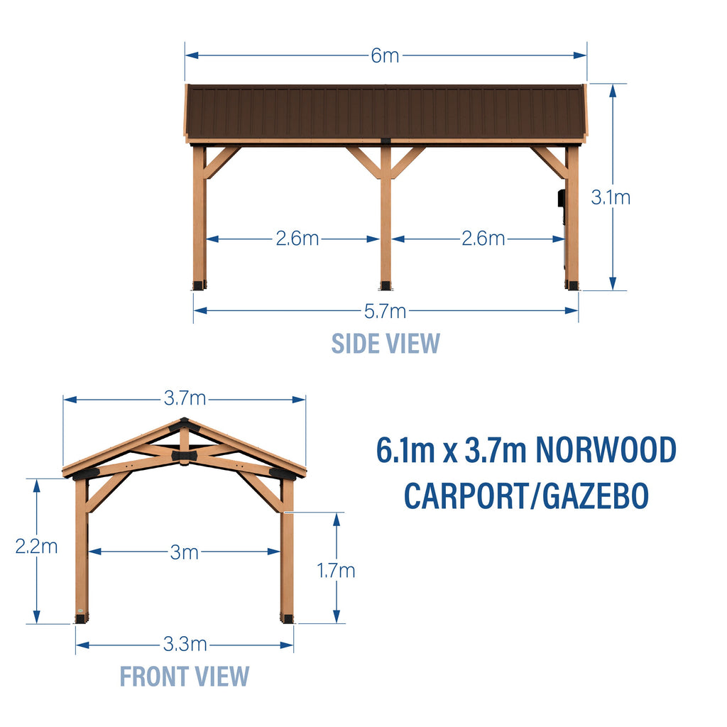 Norwood Carport-Gazebo — 6.1m x 3.7m product photo 2
