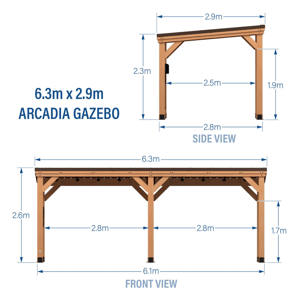 Arcadia Slope Roof Gazebo — 6.3m x 2.9m product photo 2