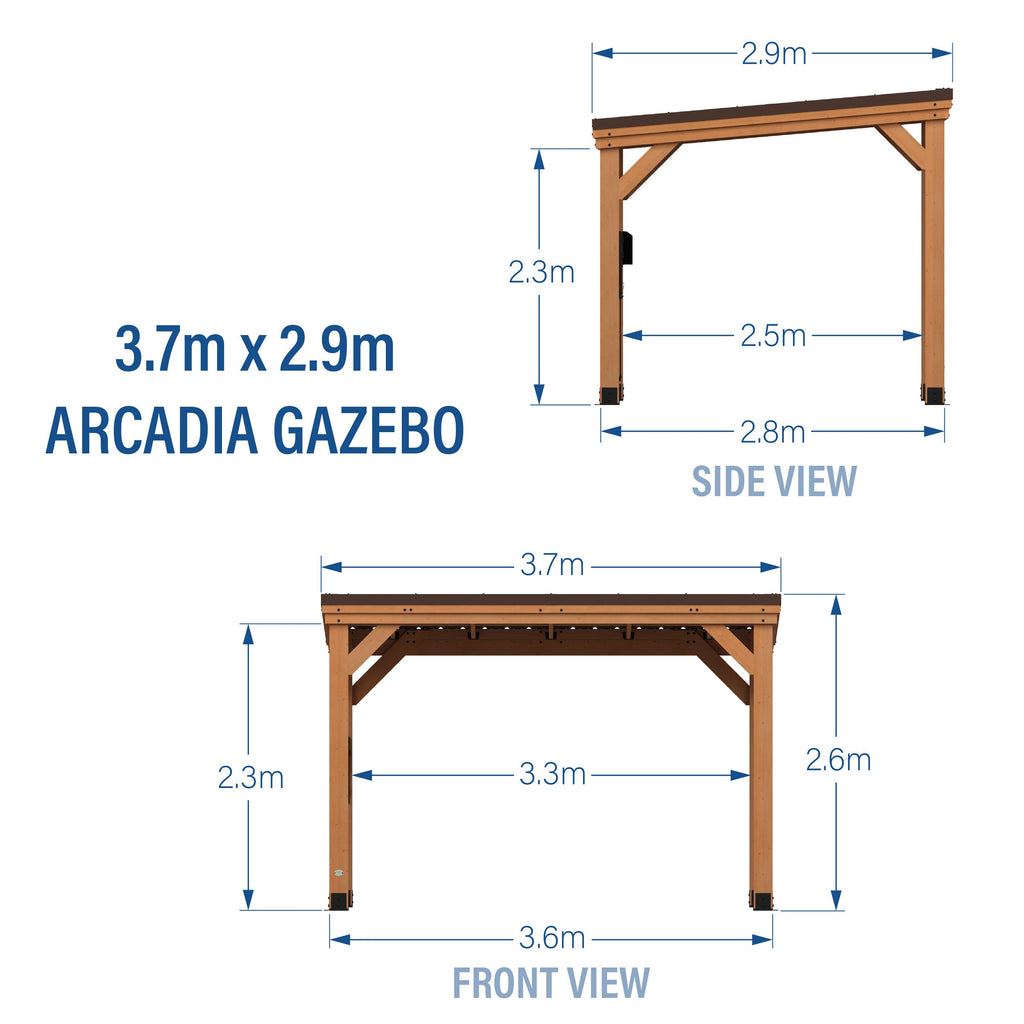 Arcadia Slope Roof Gazebo — 3.7m x 2.9m product photo 2