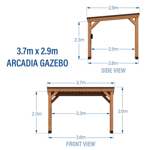 Arcadia Slope Roof Gazebo — 3.7m x 2.9m product photo 2