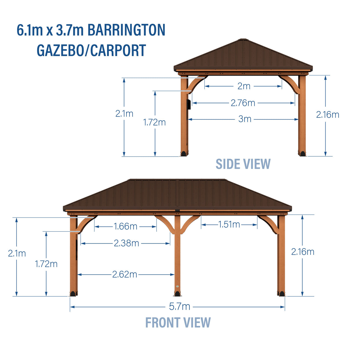 Barrington Gazebo-Carport — 6.1m x 3.7m product photo 2