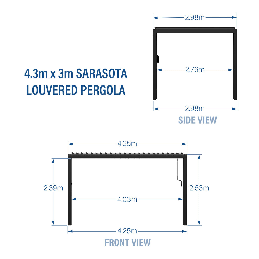 Sarasota Steel Louvered Pergola — 4.3m x 3m product photo 2