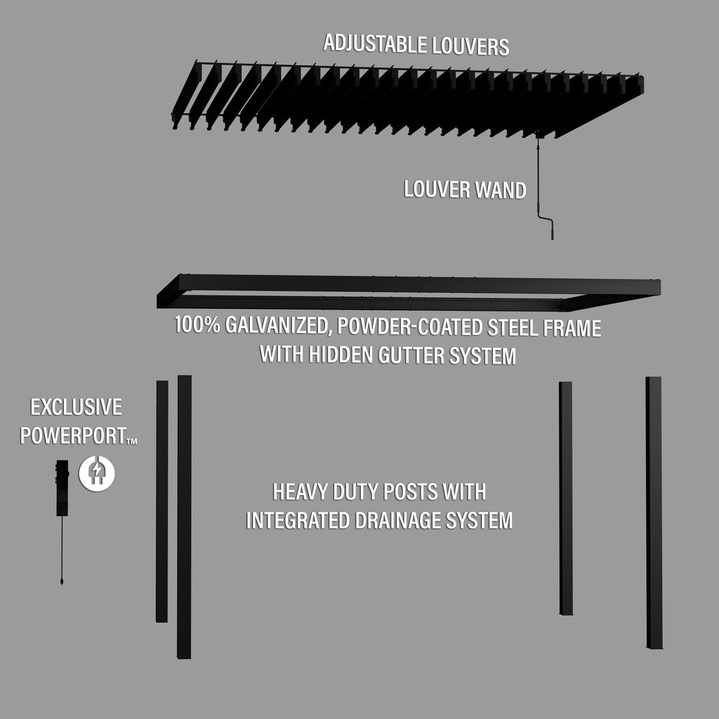 Sarasota Steel Louvered Pergola — 4.3m x 3m product photo 16