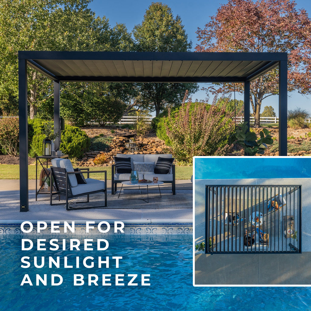 Sarasota Steel Louvered Pergola — 4.3m x 3m product photo 5