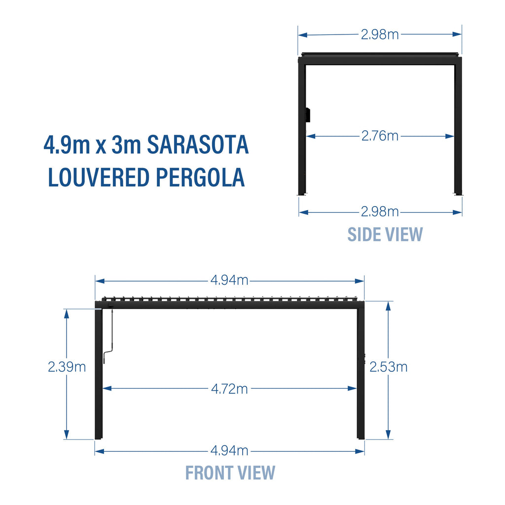 Sarasota Steel Louvered Pergola — 4.9m x 3m product photo 2