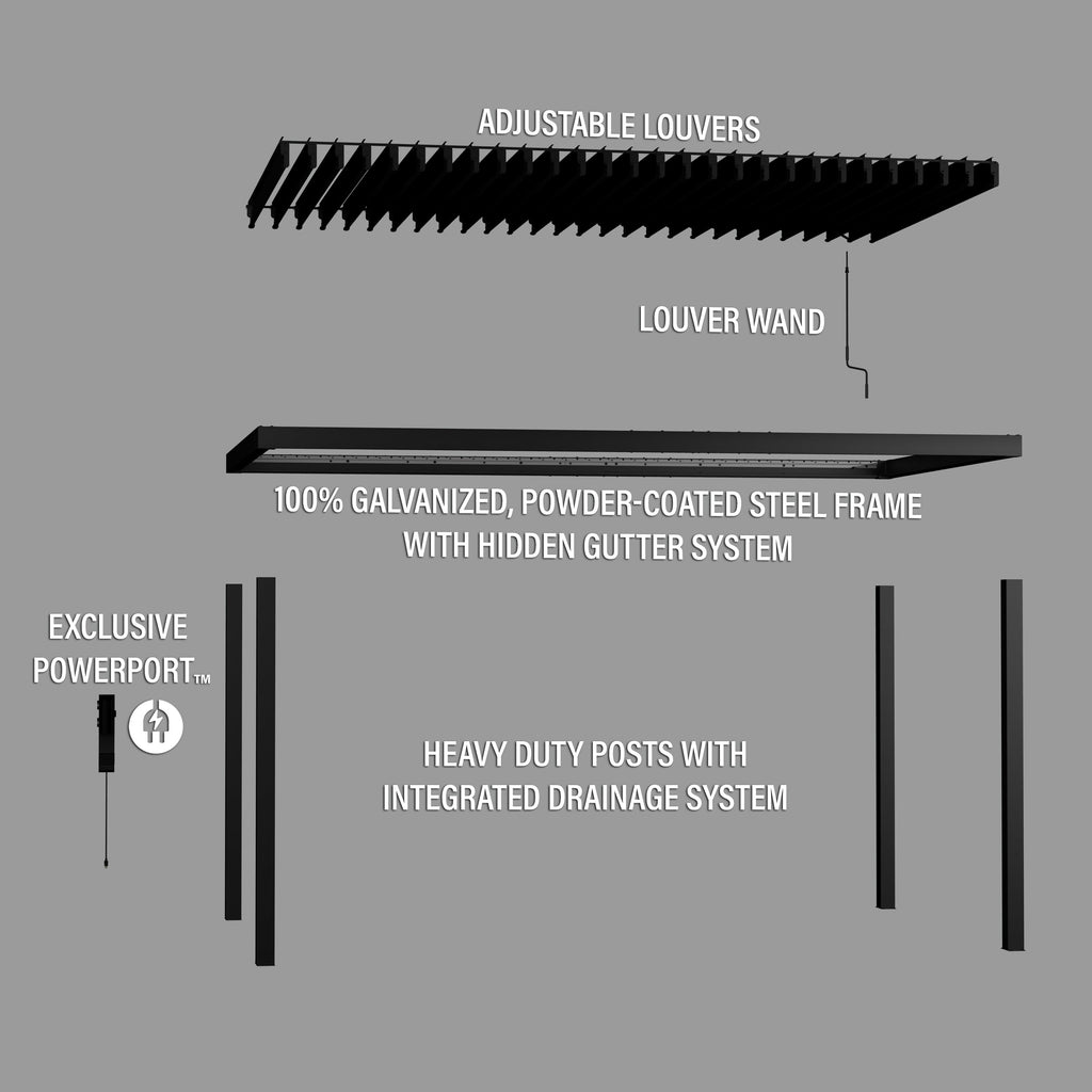 Sarasota Steel Louvered Pergola — 4.9m x 3m product photo 15