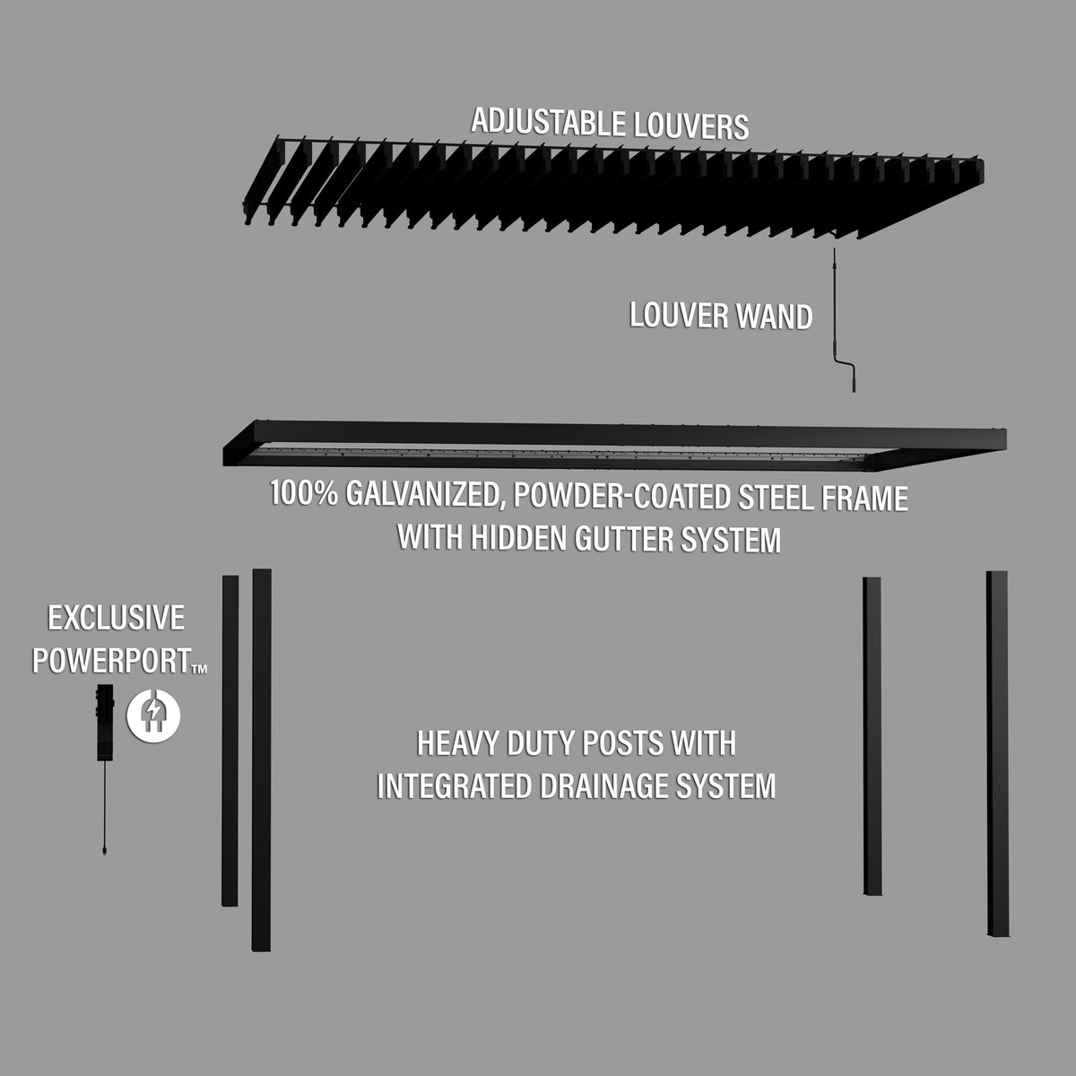 Sarasota Steel Louvered Pergola — 4.9m x 3m product photo 15
