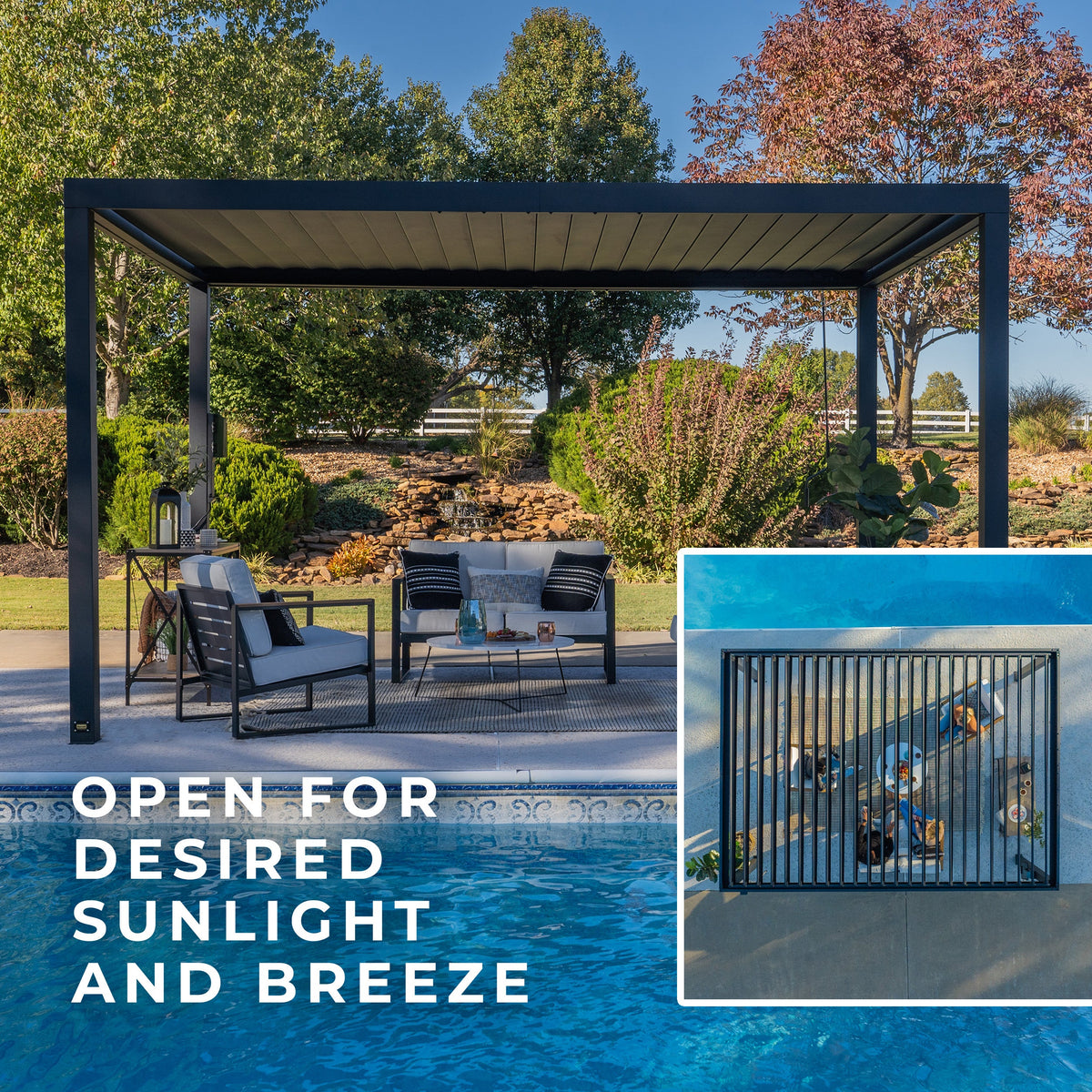 Sarasota Steel Louvered Pergola — 4.9m x 3m product photo 4