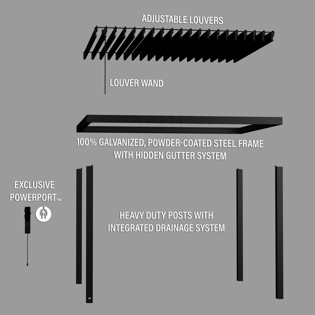 Sarasota Steel Louvered Pergola — 3.6m x 3m product photo 13
