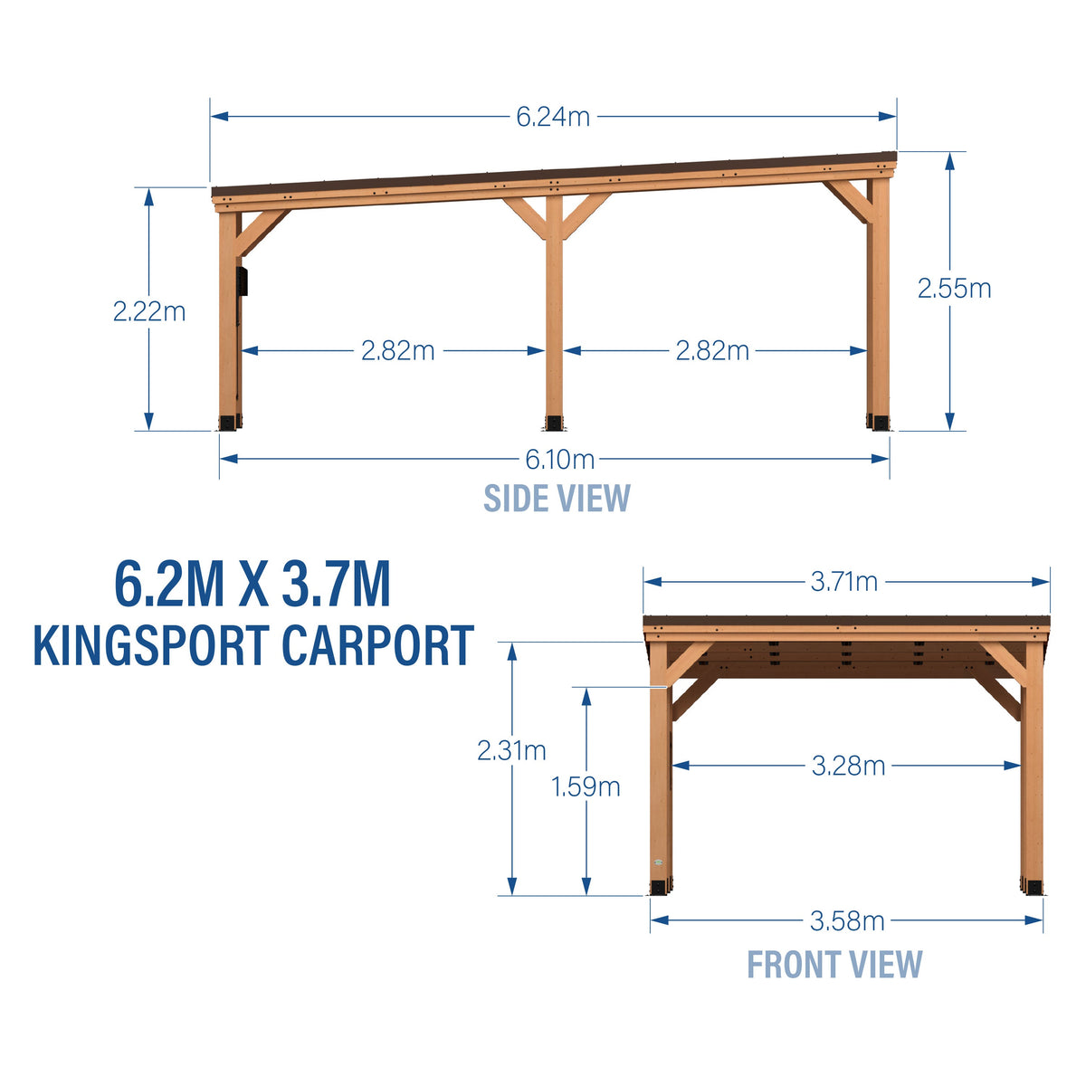 Kingsport Carport — 6.2m x 3.7m product photo 2