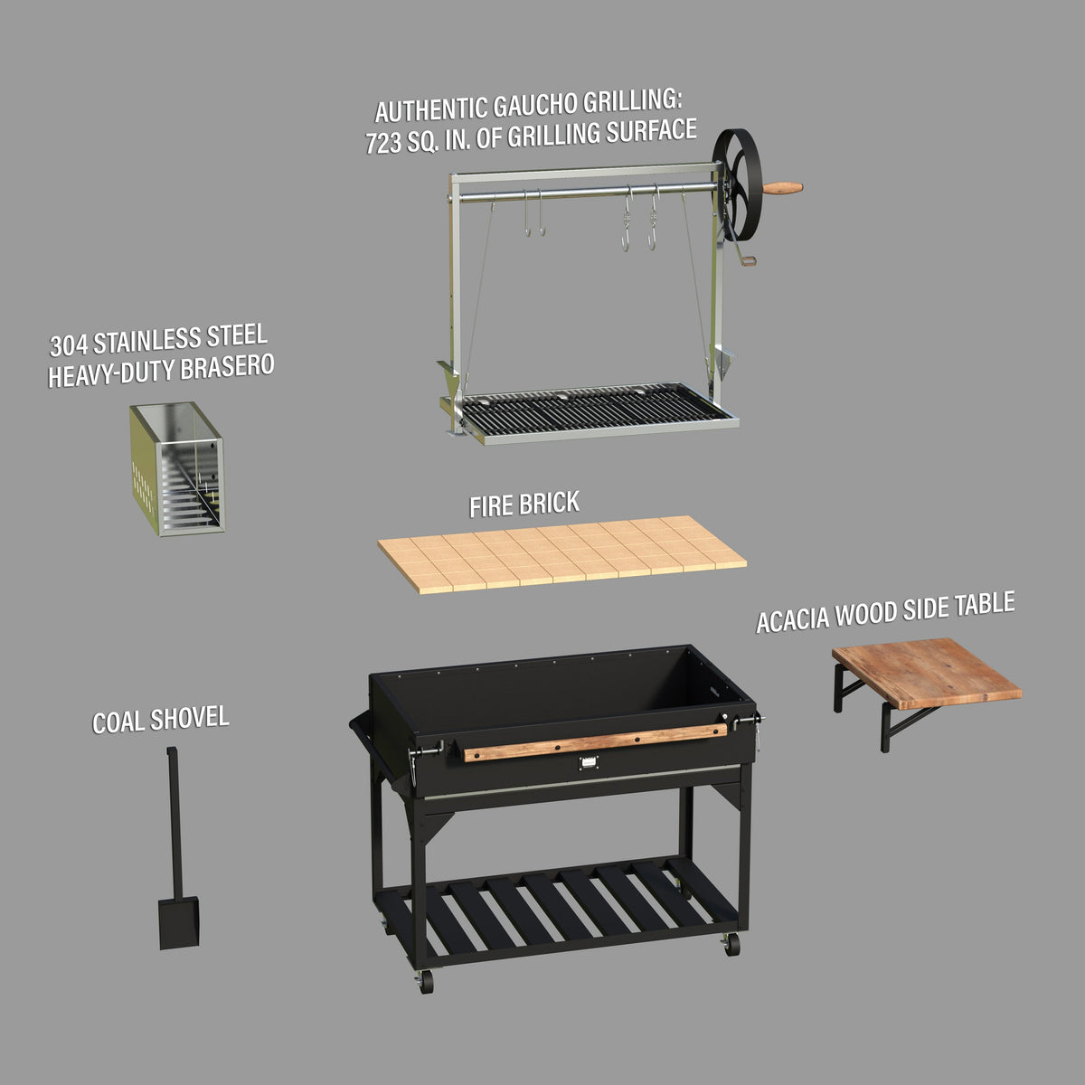 Argentine Santa Maria Wood Fire & Charcoal BBQ Grill product photo 14