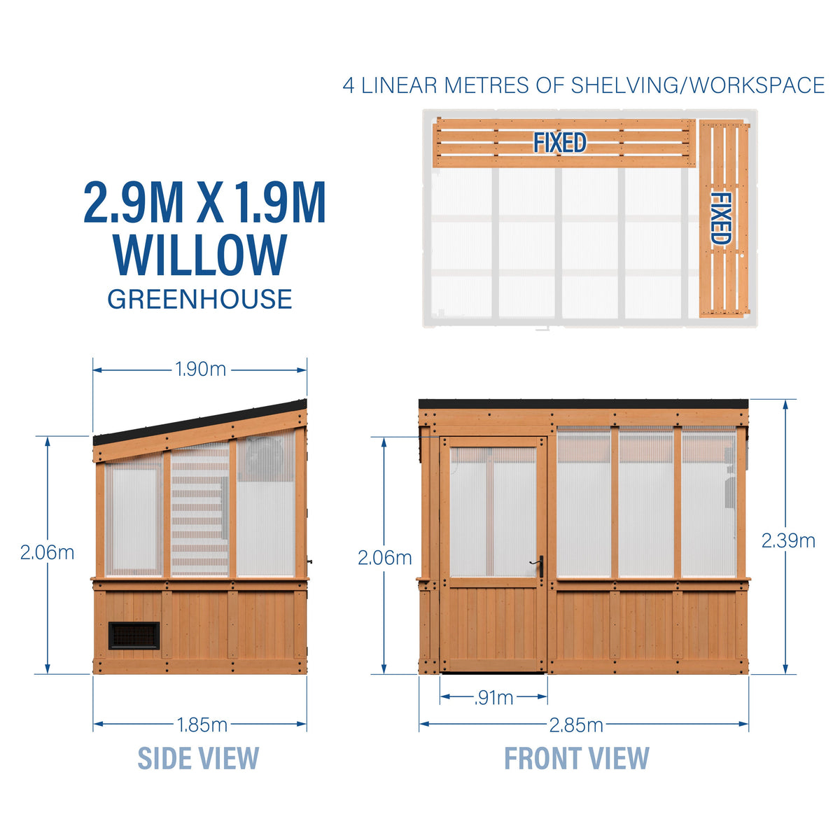 Willow Greenhouse — 2.9m x 1.9m product photo 2